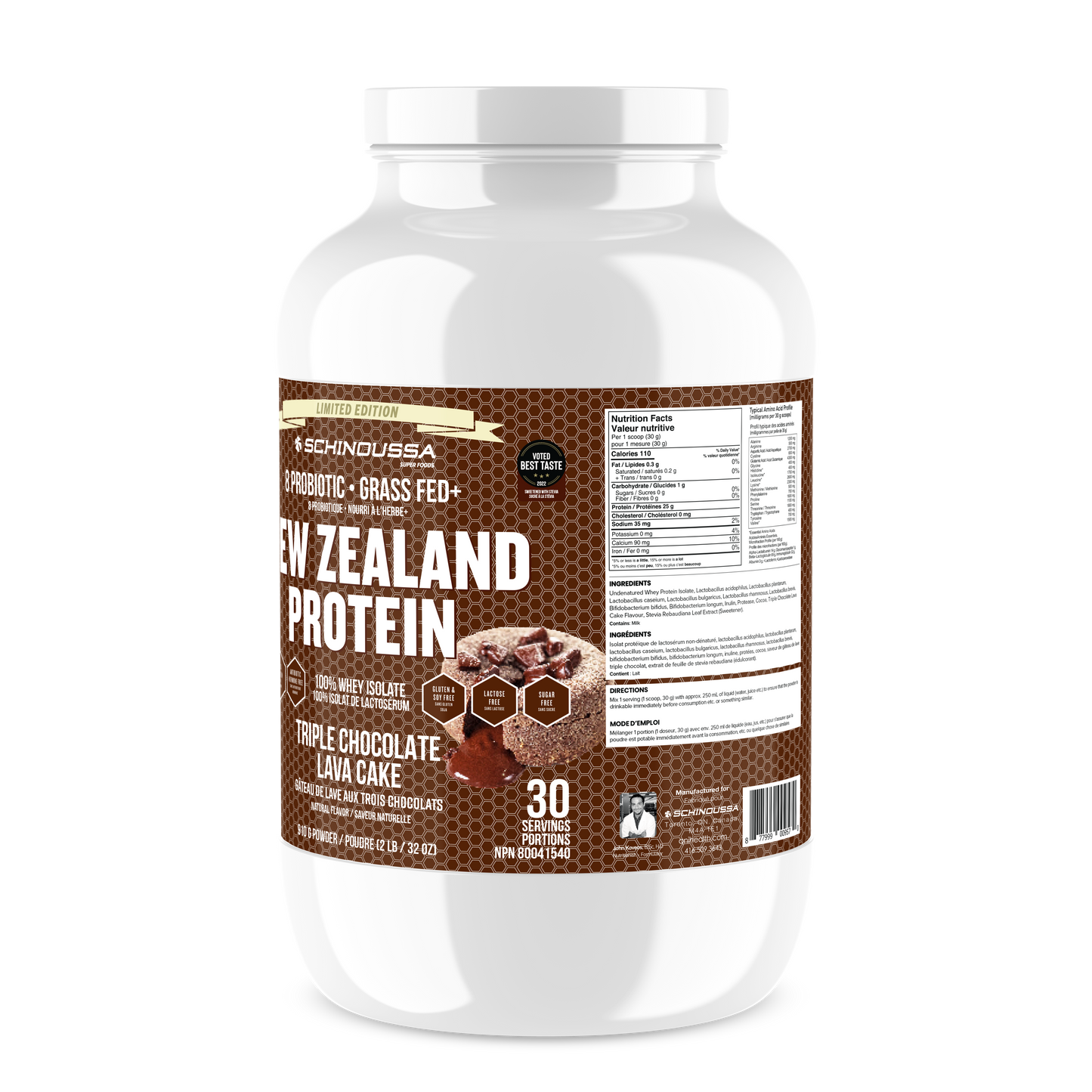 NEW ZEALAND TRIPLE CHOCOLATE LAVA CAKE WHEY PROTEIN - Schinoussa Superfoods