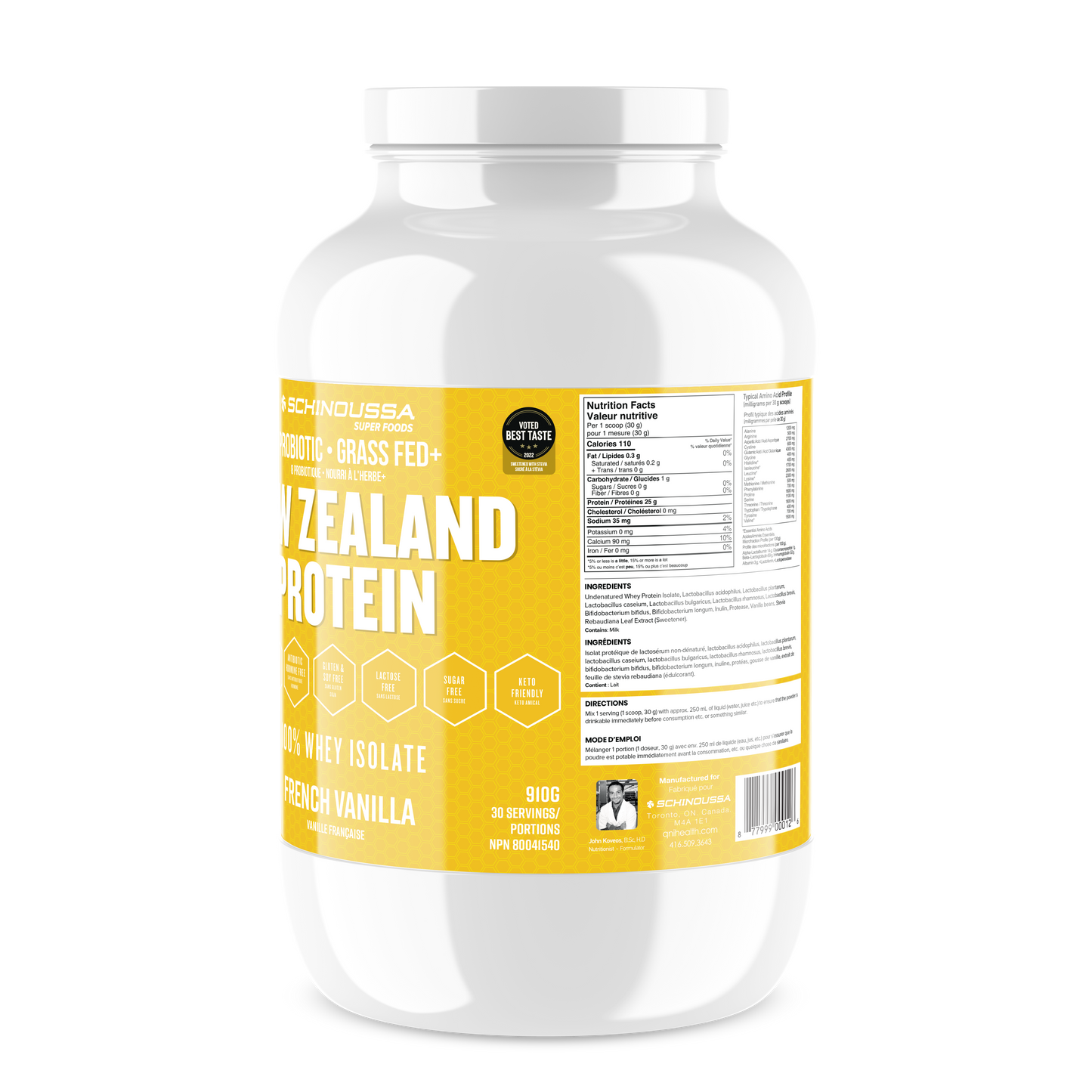 NEW ZEALAND VANILLA PROBIOTIC WHEY ISOLATE - Schinoussa Superfoods