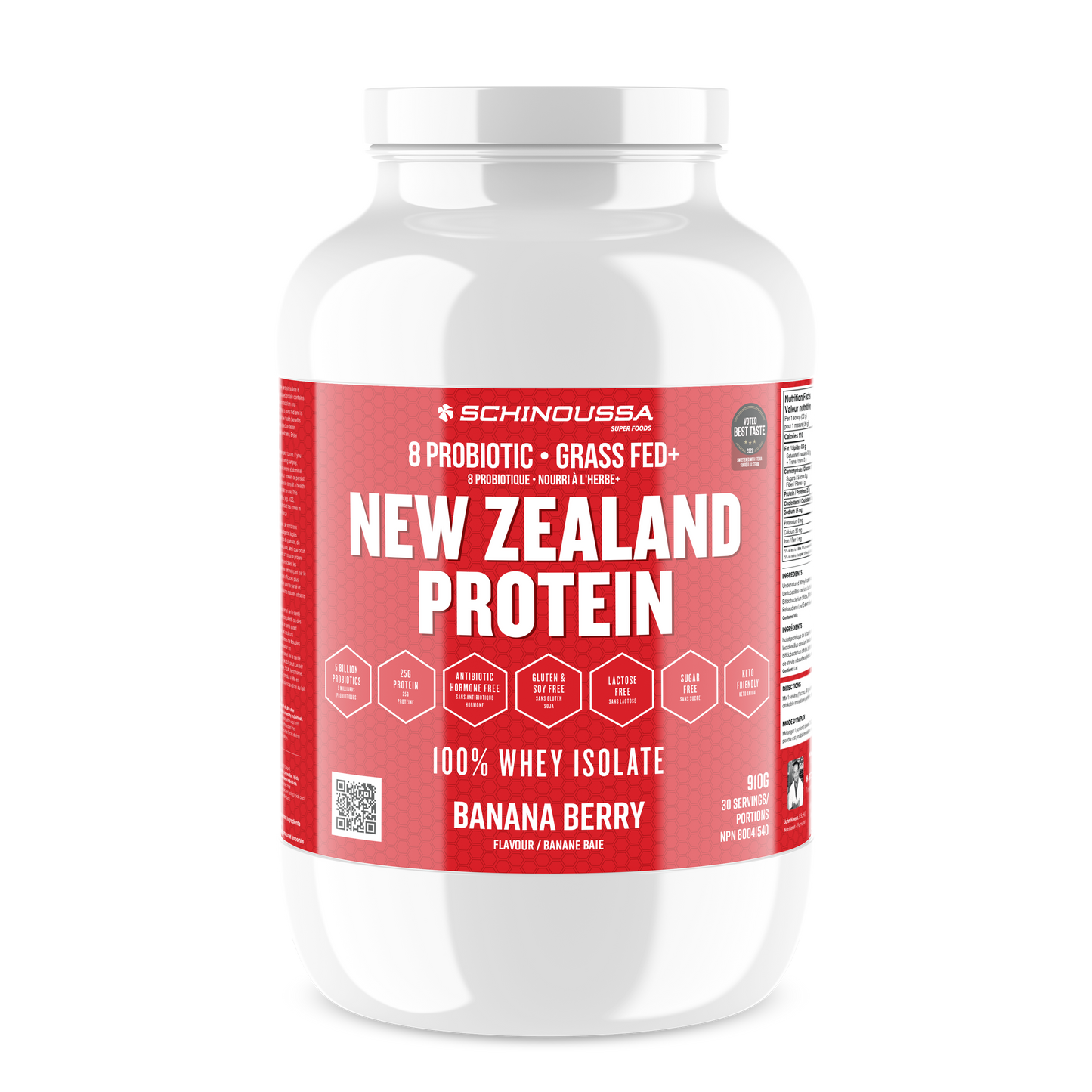 NEW ZEALAND PROBIOTIC WHEY ISO BANANA BERRY (2lb) - Schinoussa Superfoods