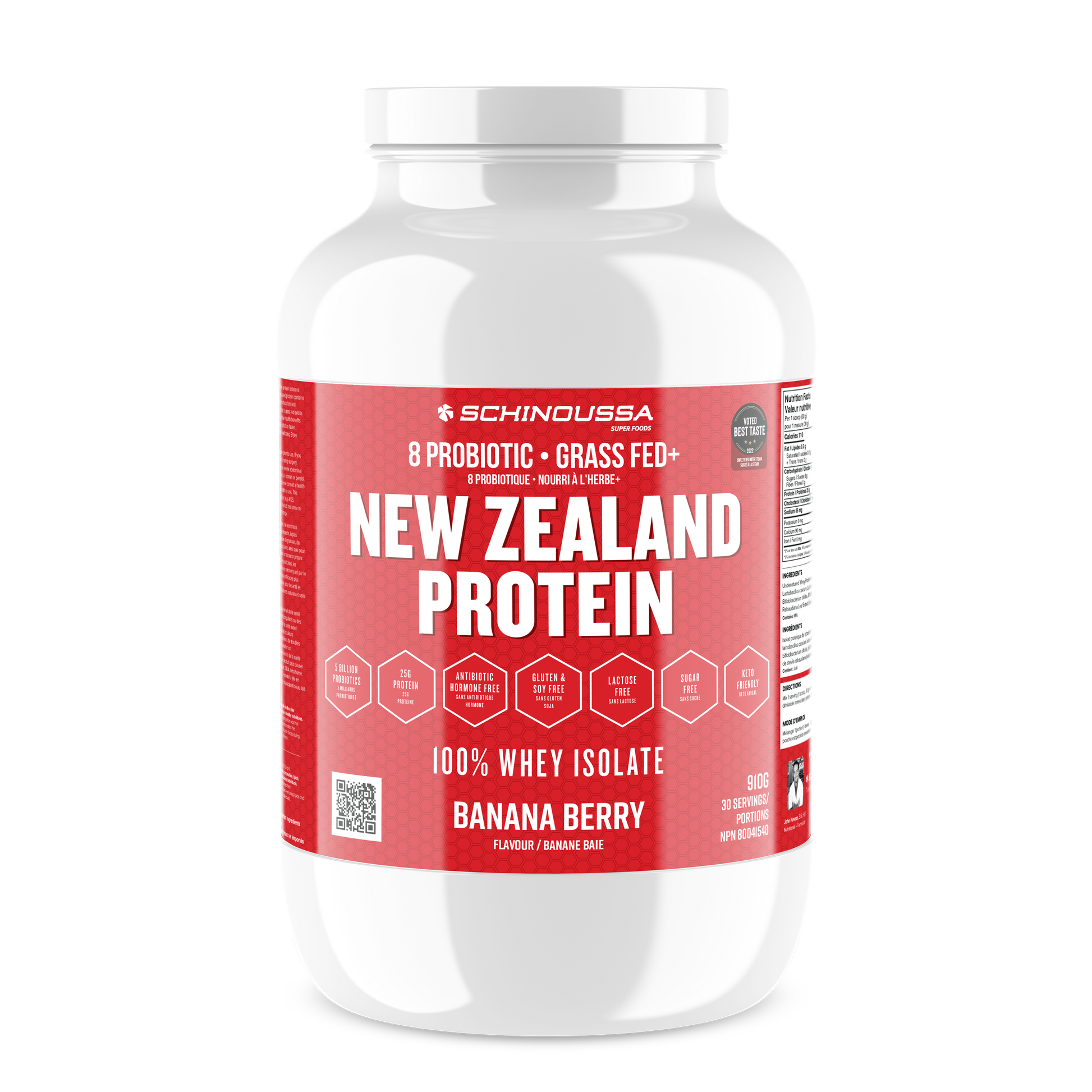 NEW ZEALAND PROBIOTIC WHEY ISO BANANA BERRY (2lb) - Schinoussa Superfoods