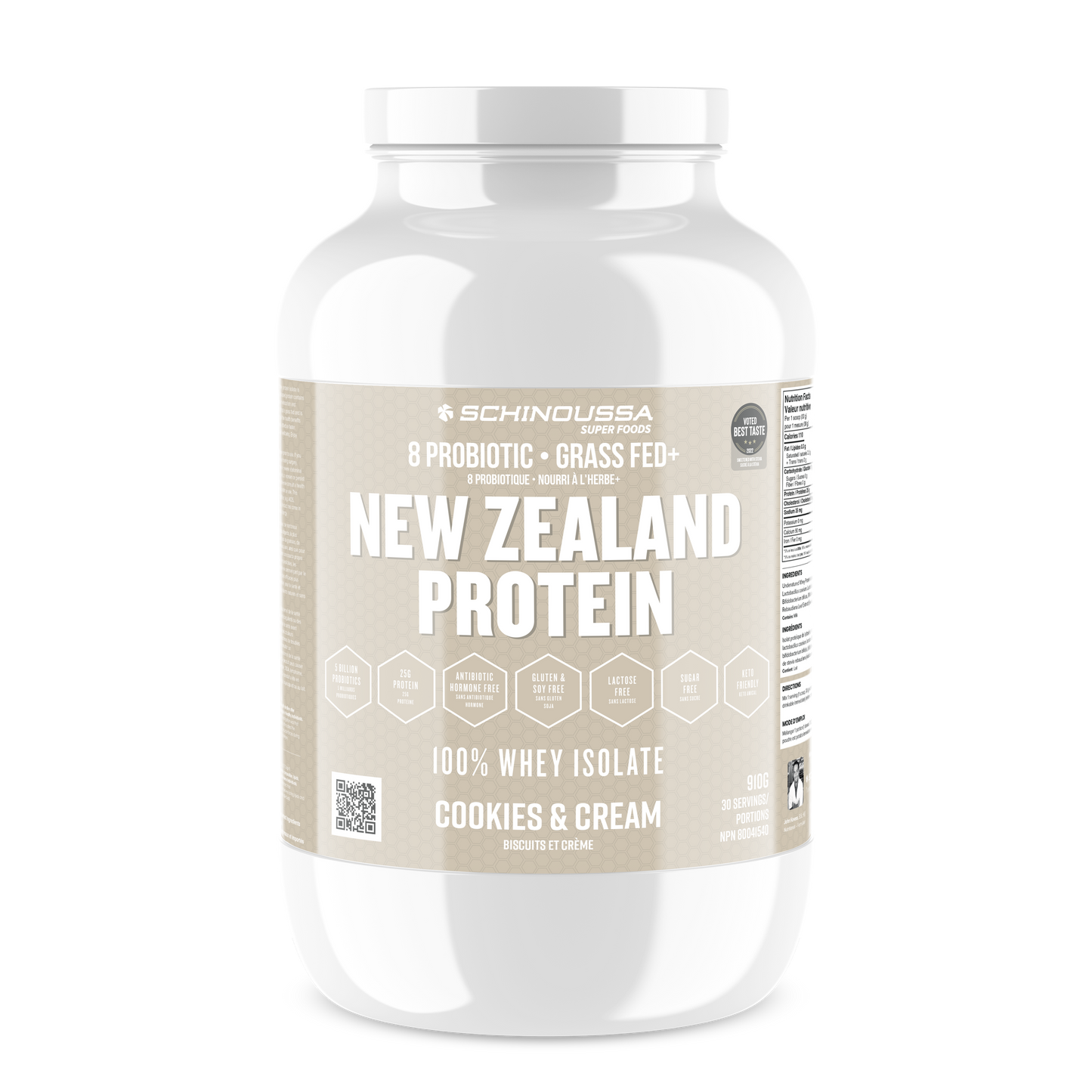 NEW ZEALAND PROBIOTIC WHEY ISO COOKIES & CREAM - Schinoussa Superfoods