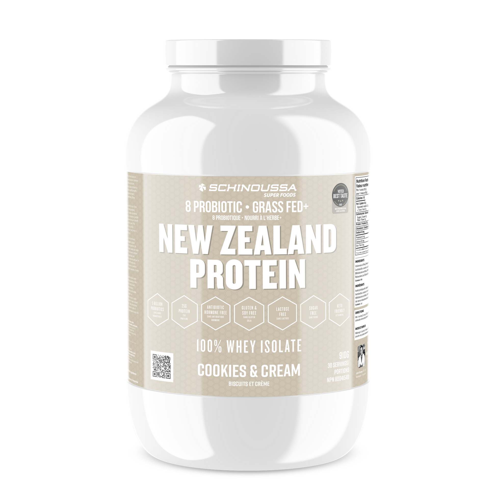 NEW ZEALAND PROBIOTIC WHEY ISO COOKIES & CREAM - Schinoussa Superfoods