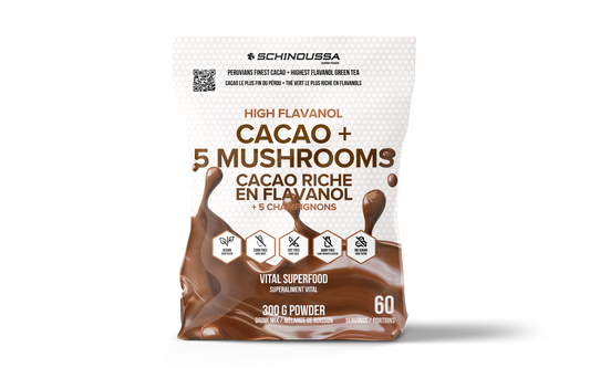 HIGH FLAVANOL CACAO + 5 MUSHROOMS 300 G - Schinoussa Superfoods