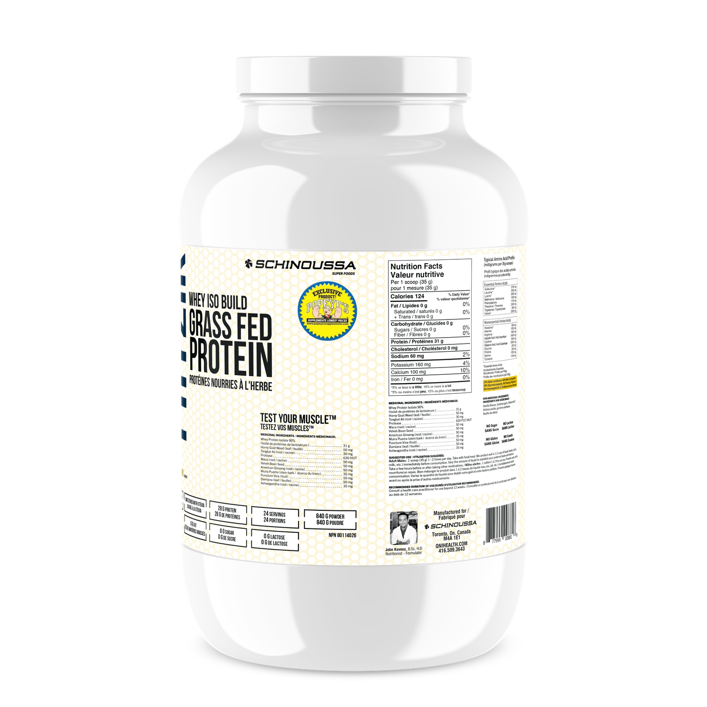 GRASS FED WHEY ISO BUILD VANILLA - Schinoussa Superfoods